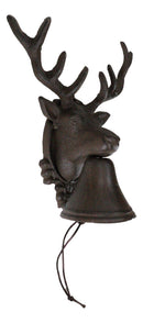 Cast Iron Rustic Vintage Western Buck Stag Deer Antlers Wall Dinner Yard Bell