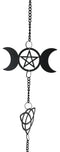 Wicca Triskele Triple Moon Goddess Black Coated Steel Metal Wind Chime Mobile