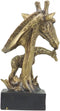 Ebros Giraffe Head Bust with Full Bodied Calf Statue On Pedestal Base 9.75" H