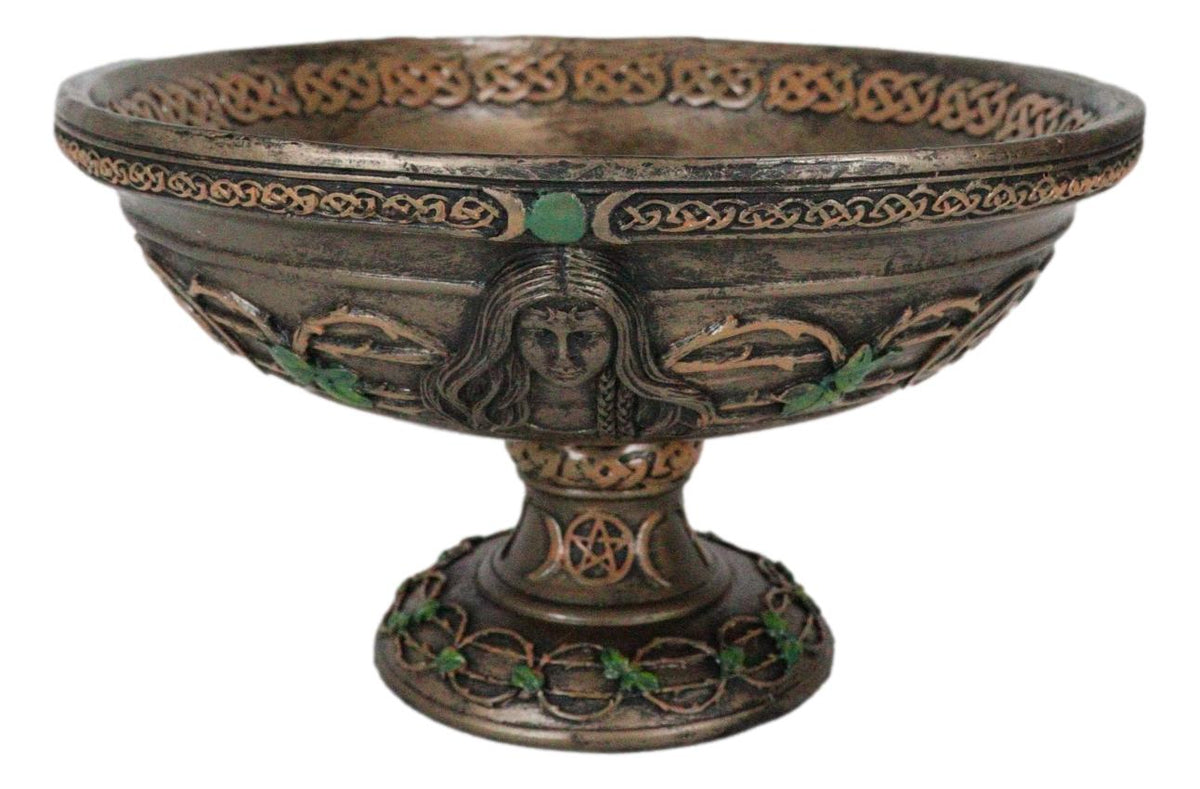 Wicca Celtic Triune Symbol Triple Moon Goddess Mother Maiden Crone Offering Bowl