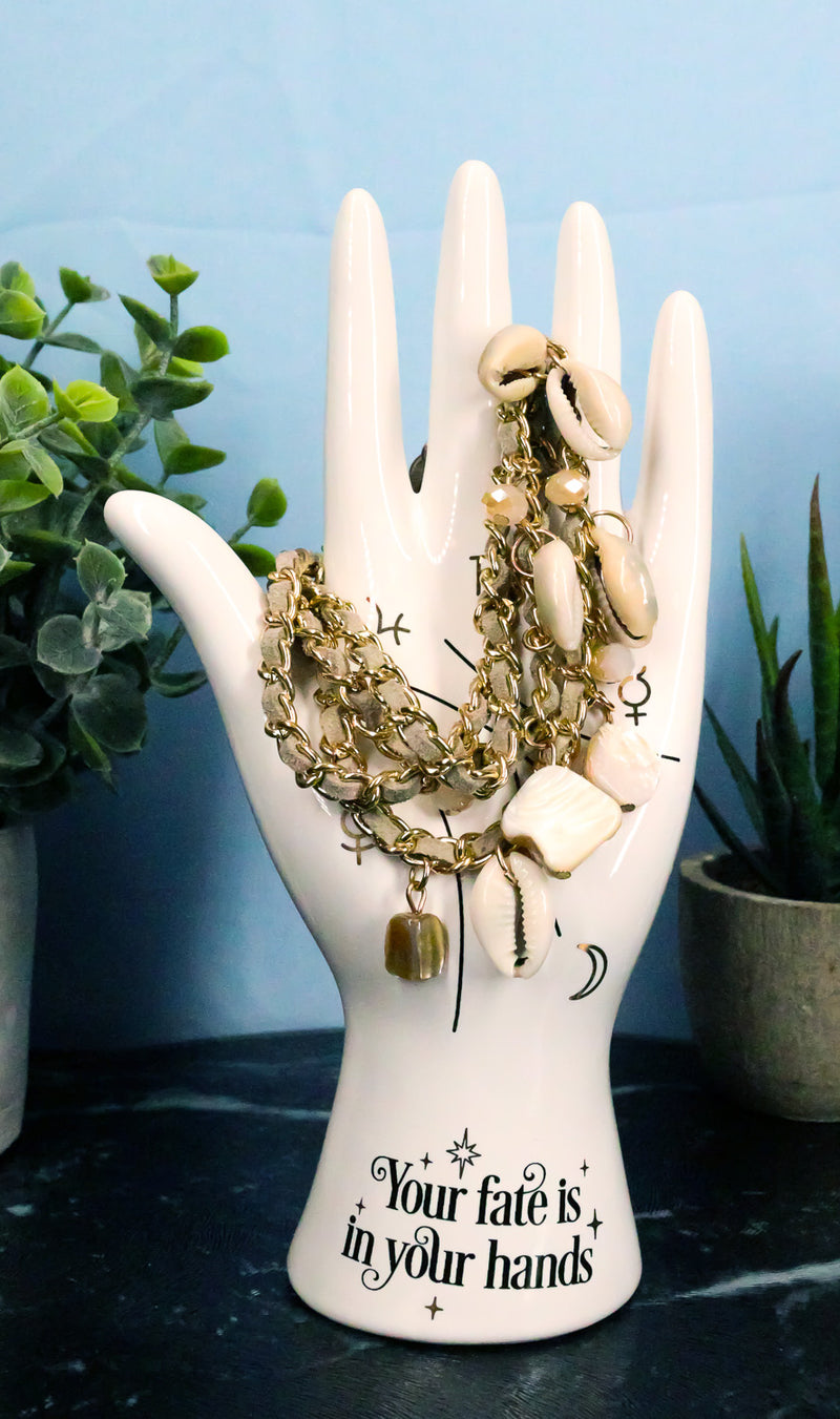 Psychic Fortune Teller Palmistry White Hand Palm Ceramic Figurine Jewelry Holder