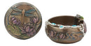 Ebros Nouveau Dragonfly Flitting Lily Over The Pond Round Jewelry Box Figurine