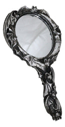 Wicca Macabre Gothic Vampire Bats Crescent Moon Crater Skull Hand Mirror Decor