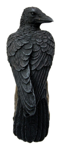 Ebros Dark Raven Crow Scavenger Bird Perching On Tree Stump Figurine 6"H - Ebros Gift