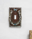 Set of 2 Western Horseshoe Turquoise Mustang Wall Single Toggle Switch Plate