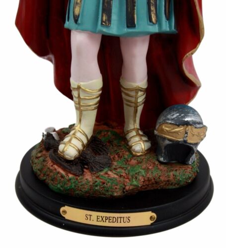 Saint Expedite Roman Centurion Christian Martyr Figurine Brass Plate Base 12"H