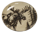 Pack Of 2 Rustic Western Emperor Elk Stag Moose Deer Round Dinner Plates - Ebros Gift