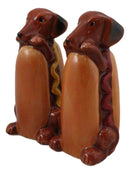 Hot Dog Wieners Dachshund Dogs In Ketchup Mustard Buns Salt Pepper Shakers Set