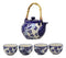 Ebros Chrysanthemum Autumn Colorful Large Floral Blooms 25oz Tea Pot With 4 Cups Set