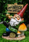 Mr Gnome Grandpa Smoking Pipe By Toadstool Mushrooms And Free Weeds Sign Statue