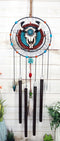 Southwest Tribal Indian Boho Chic Cow Skull Dreamcatcher Feather Wind Chime