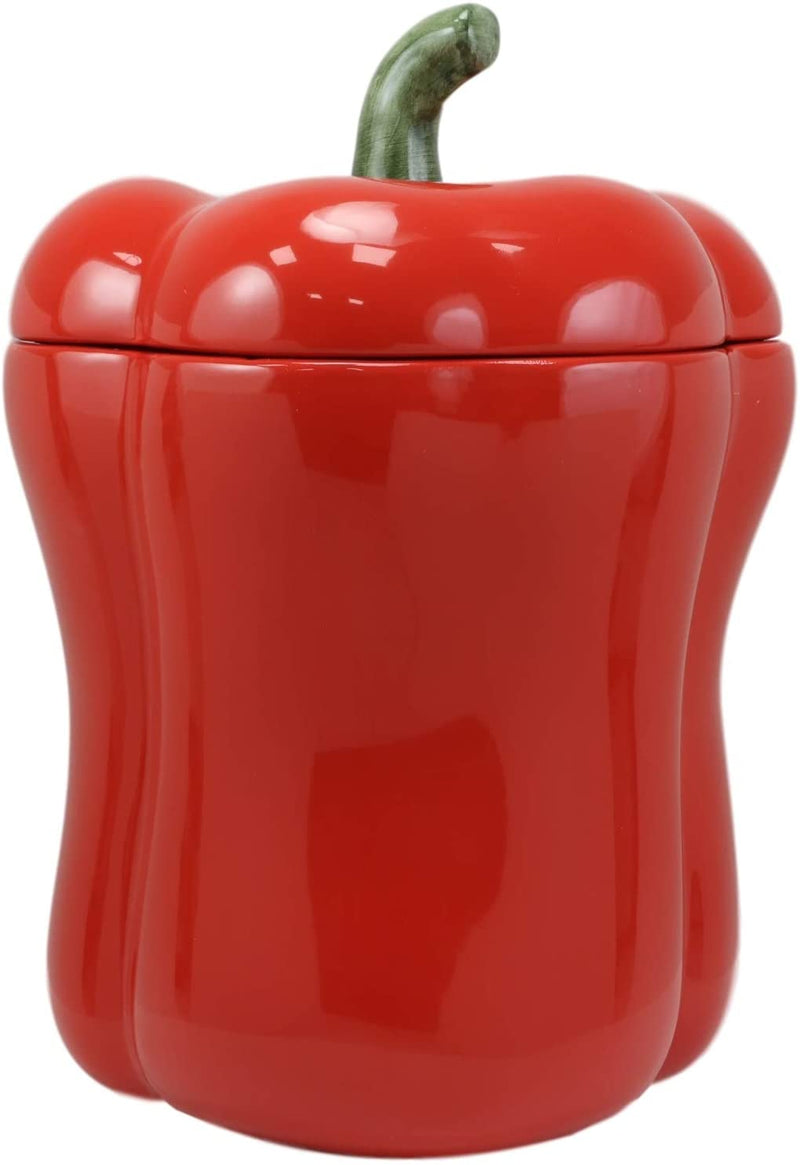 Ebros 10" H Ceramic Whole Bell Pepper Vegetable Canister Container Jar With Lid - Ebros Gift