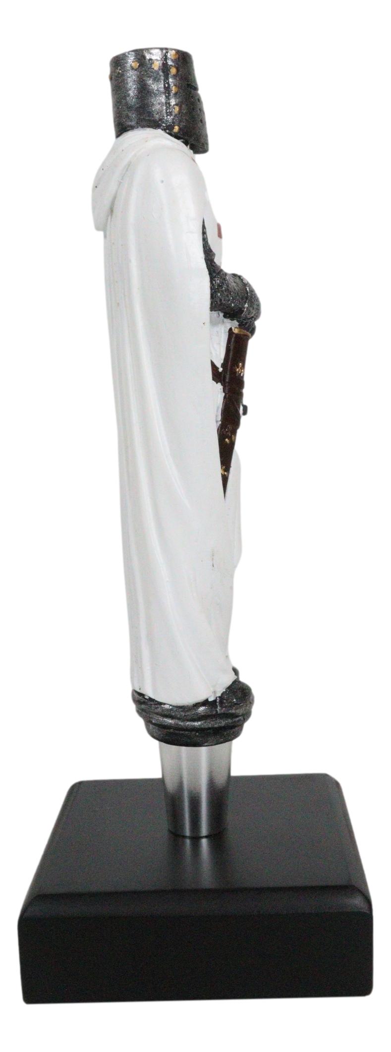 White Cloak Medieval Crusader Knight Swordsman Novelty Beer Tap Handle Figurine