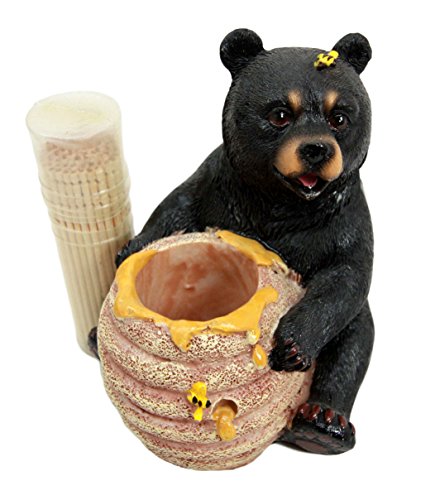 Ebros Gift Honey Black Bear With Bee Hive Decorative Toothpick Holder Figurine With Toothpicks