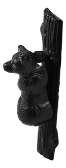 Ebros Gift Rustic Western Forest Black Bear Climbing Tree Cast Iron Door Knocker