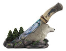Ebros Gray Wolf In Forest Scene Centerpiece With Hunting Knife Letter Opener Statue