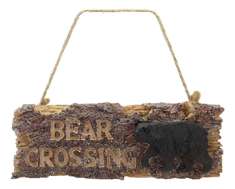 Ebros 8.25" W Rustic Bear Signs Bear Crossing Sign Wall Mounted Decor Figurine