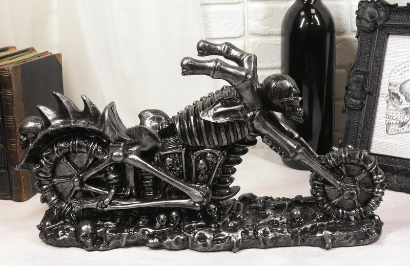 Ebros Hell Ghost Rider Skull Chopper Motorbike Wine Holder Figurine 15.25" L