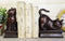 Sitting And Crouching Feline Cat Resin Bookends 7" Tall Abstract Cat Statue Set