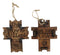 Set Of 4 Rustic Christian Bible Verses Faux Wood Christmas Tree Cross Ornaments