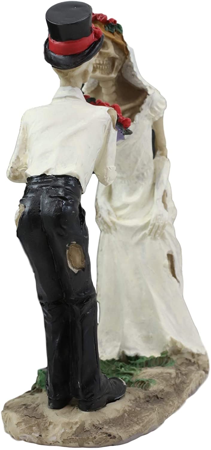 Ebros Love Never Die Romantic Skeleton Bridal Couple Wedding First Kiss Figurine