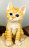 Ebros Lifelike Sitting Orange Tabby Cat Statue 7.5"H with Glass Eyes Figurine