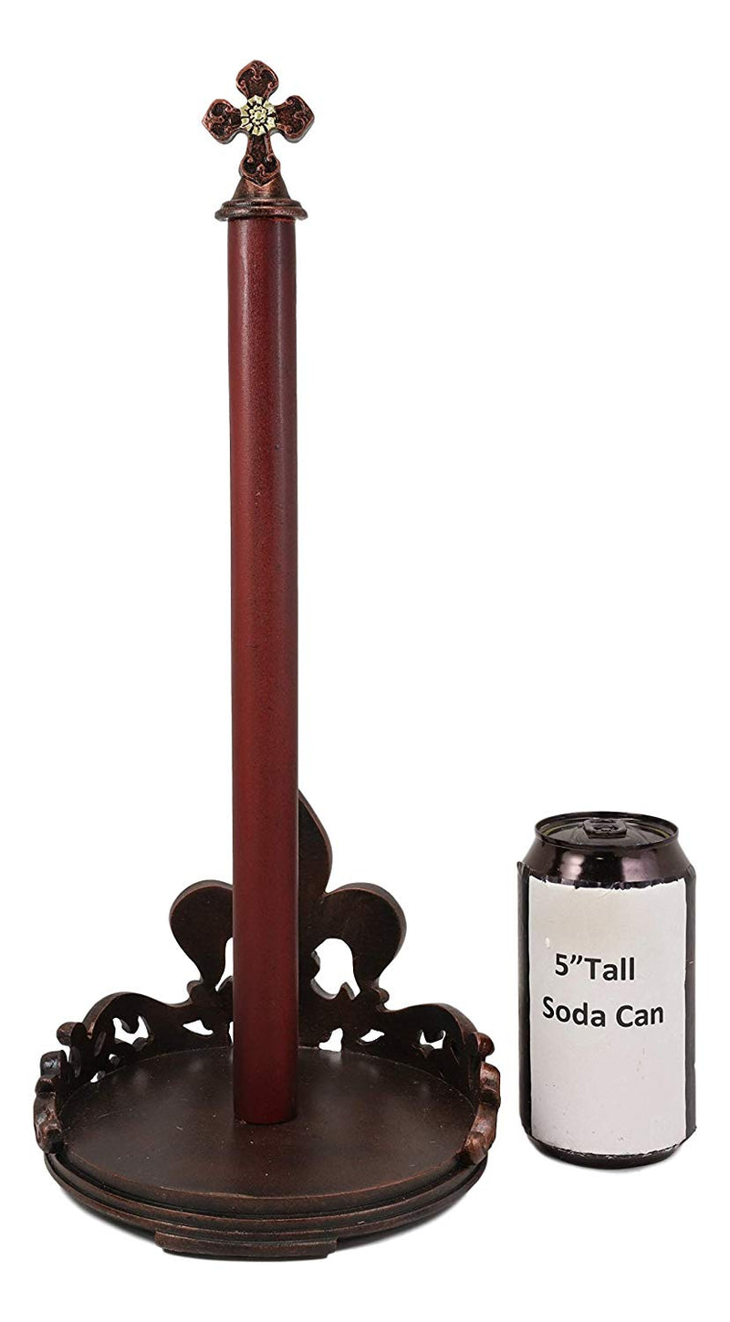 Ebros Rustic Vintage Fleur De Lis With French Fleury Cross Paper Towel Holder Set Of 2