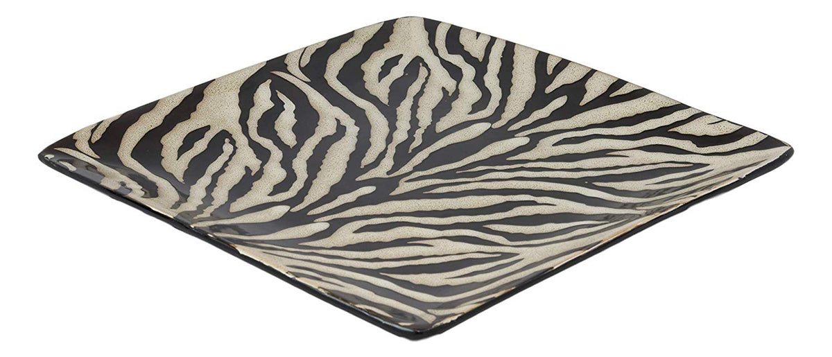 Ebros Giant Cat Tiger Prints Large Square Dinner Plate Set of 2 10.75"Plates