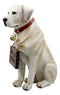 Ebros Gift Lifelike Pet Pal Labrador Retriever Statue 13.25" H Golden Retriever Dog with Jingle Collar and Greeting Sign As Patio Welcome Home Decor Sculpture (Yellow)