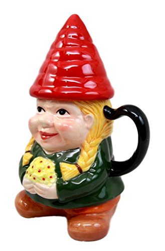 Ebros Gift Mrs Gnome With Sunflowers Lidded Ceramic Mug Coffee Cup Home Figurine