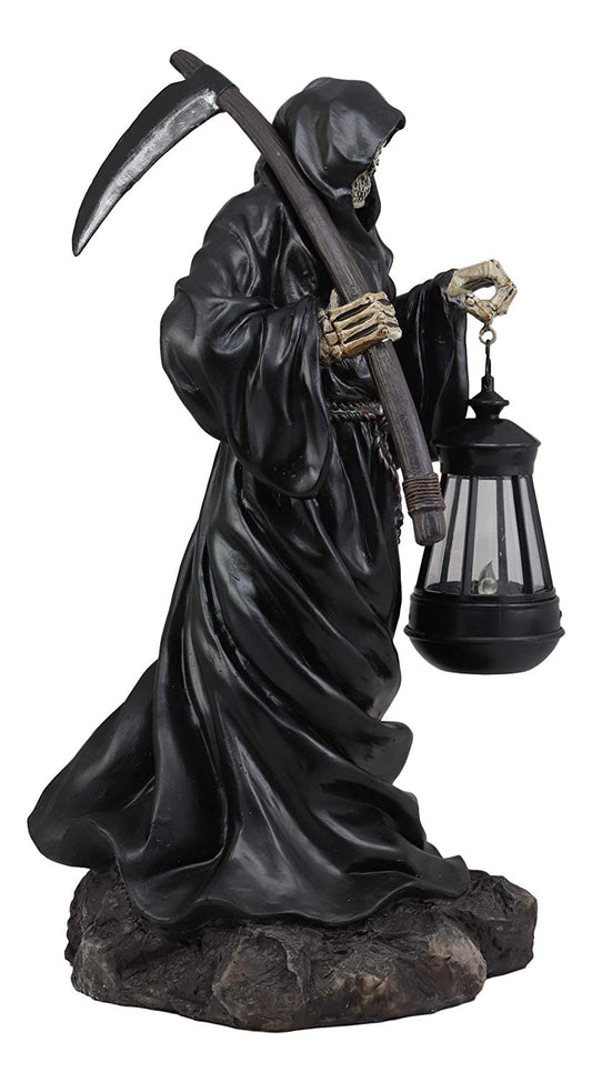 Ebros 16.5"Tall Beacon of The Styx Grim Reaper Solar Lantern LED Light Statue - Ebros Gift