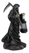 Ebros Large 16.5"Tall Beacon of The Styx River Grim Reaper Charon Holding Scythe and Solar Powered Lantern LED Light Statue Deadly Wraith Transporting Lost Souls Spooky Halloween Patio Decor Figurine