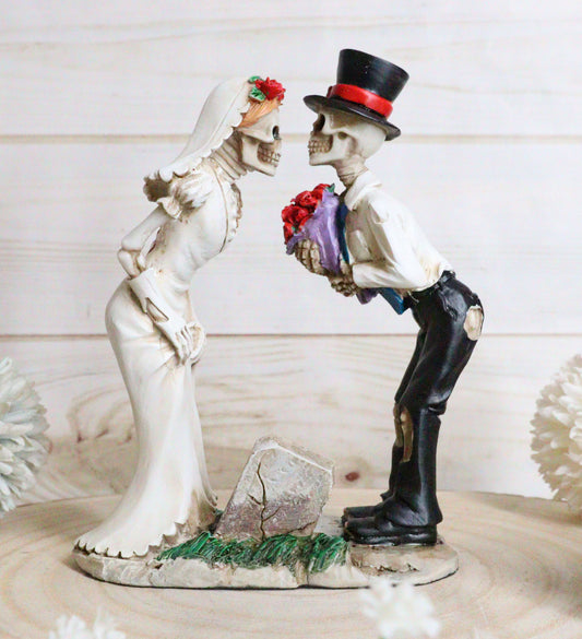 Ebros Love Never Die Romantic Skeleton Bridal Couple Wedding First Kiss Figurine