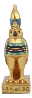Ebros Egyptian God Horus Falcon Bird On Hieroglyphic Pedestal Statue 8.75"H
