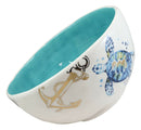 Marine Blue Sea Turtle Ceramic Large Soup Salad Rice Pasta Serving Bowl 95oz - Ebros Gift