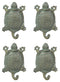 Ebros Gift 5.25" Tall Nautical Ocean Sea Turtle Cast Iron Rustic Vintage Green Verdigris Finish Wall Coat Hook Tortoise Turtles Coastal Beach Decorative Accent Hooks for Keys Leashes Hats (4)