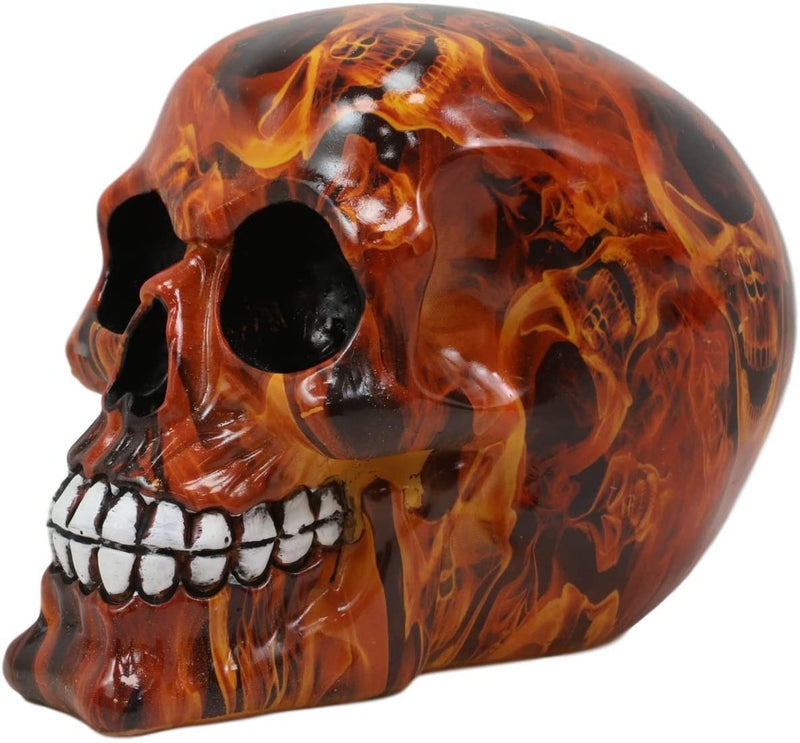 Ebros Day Of The Dead Fire Tattoo Sugar Skull Statue 5.5"L Cranium Figurine