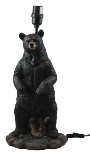 Large Standing Black Bear Surveyor Arkadius Desktop Table Lamp Decor Figurine - Ebros Gift