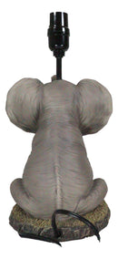 African Safari Glow Sitting Elephant with Trunk Up Desktop Table Lamp With Shade