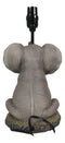 African Safari Glow Sitting Elephant with Trunk Up Desktop Table Lamp With Shade