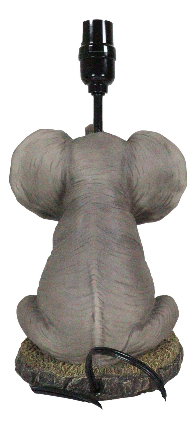 African Safari Glow Sitting Elephant with Trunk Up Desktop Table Lamp With Shade