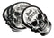 Ebros Occult Alchemy Dead Thirsty Skull Evil Grin Cork Back Ceramic Coasters Set of 4