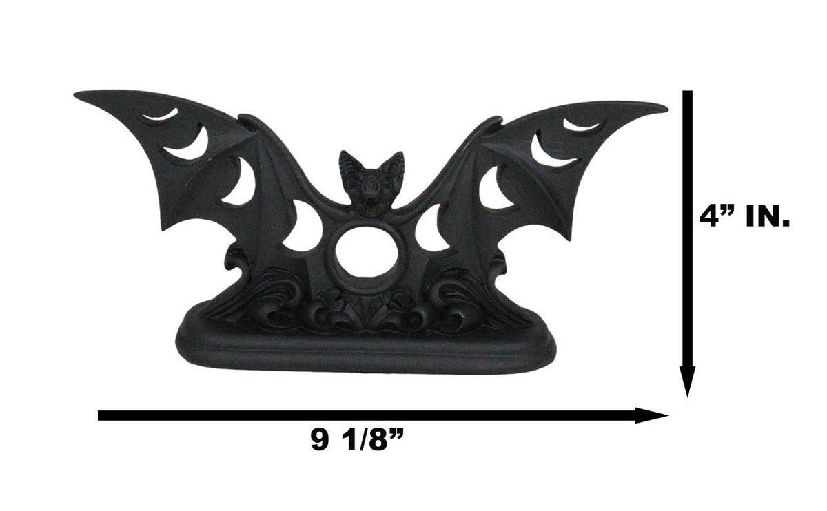 Lunaeca Gothic Lunar Moon Phases Cutout Winged Vampire Bat Votive Candle Holder