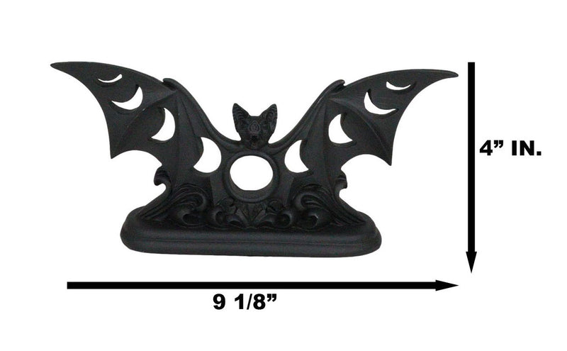 Lunaeca Gothic Lunar Moon Phases Cutout Winged Vampire Bat Votive Candle Holder