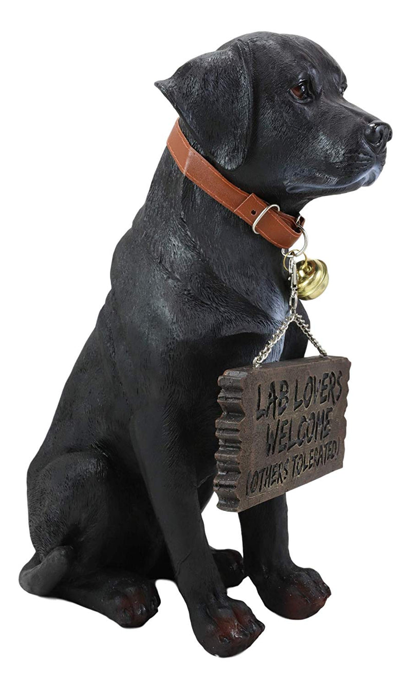 Ebros Labrador Retriever Statue 13.25" H Dog with Jingle Collar & Greeting Sign