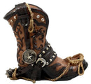 Ebros Western Texas Star Cowboy Boot And Spur Wine Holder 9"H Wild West Decor