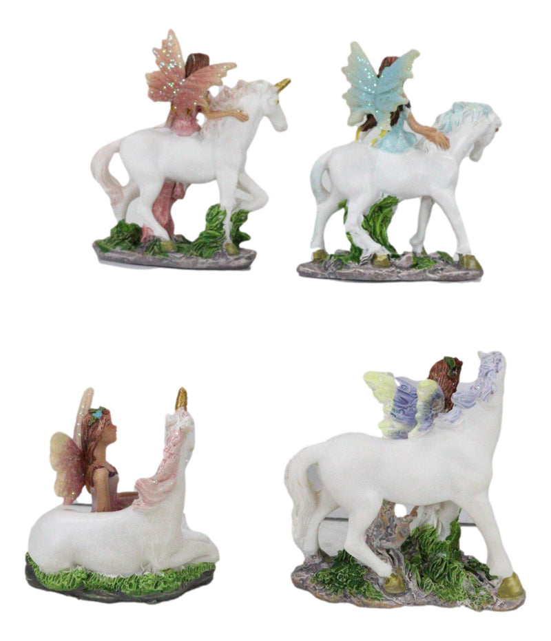 Beautiful Fairy Damsel With Legendary Unicorn Miniature Figurine Collectible Set