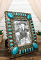 Rustic Western Turquoise Teardrop Geometric Gems Ropes 5X7 Picture Photo Frame