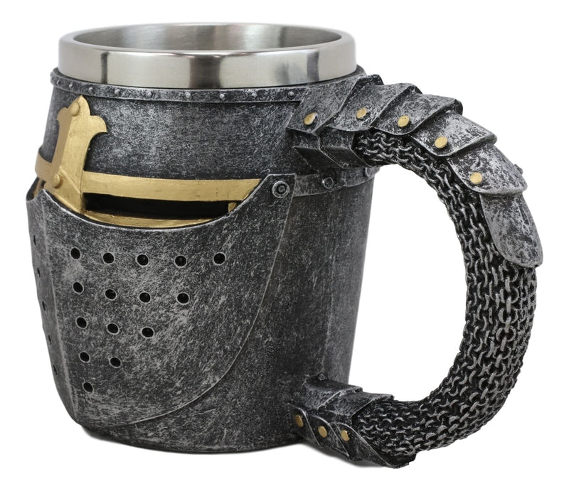 Ebros Medieval Knight Of The Cross Suit of Armor Helm Drinkware Mug Cup 6.5"L