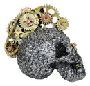 Geared Mohawk Steampunk Cyborg Robot Biker Skull With Motorcycle Chains Figurine